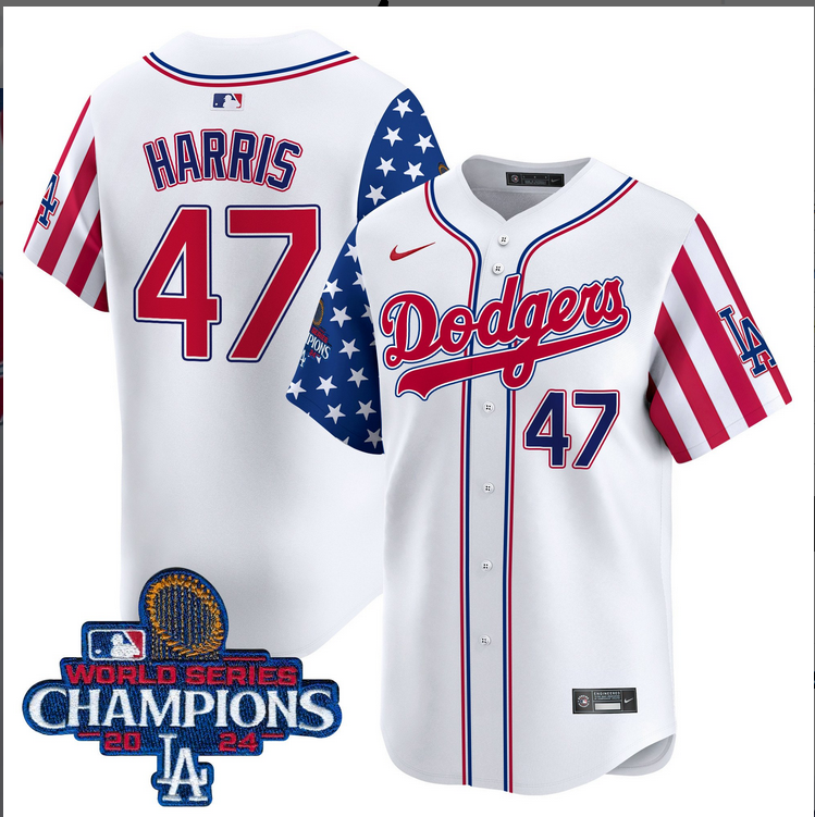 Men MLB Los Angeles Dodgers 47 Trump American Style white 2024 World Series Champions Limited Jersey